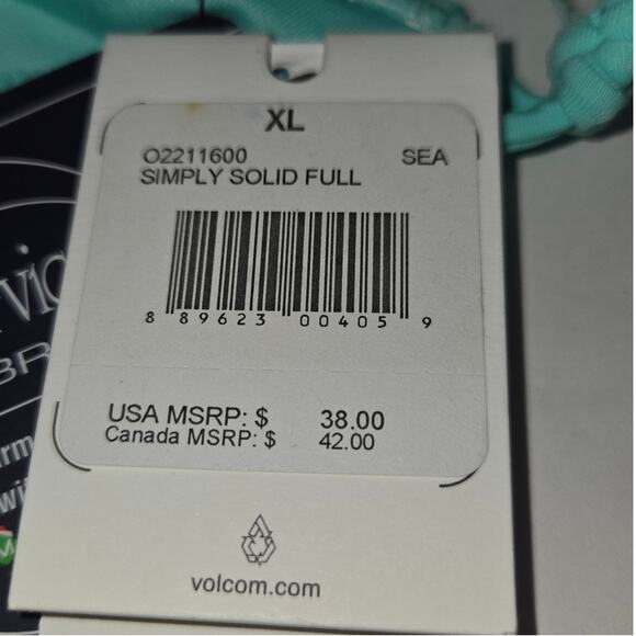 Volcom Womens XL Swimsuit Bikini Bottoms Simply Solid Full Carvico Green Teal - Picture 12 of 14